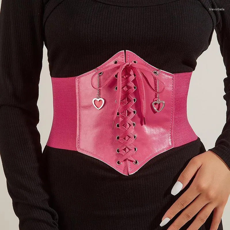 Cintos Fashion Elástico Corset Rosa Cinto Largo Para Mulheres Designer Alça Vestido Feminino Saia Casaco Decorativo Cinto