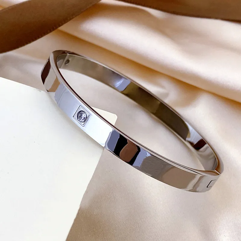 lock bracelet designer jewlery for women bracelets Silver Rose color white zircon bangles South American Stainless Steel man woman gold bangle Unisex