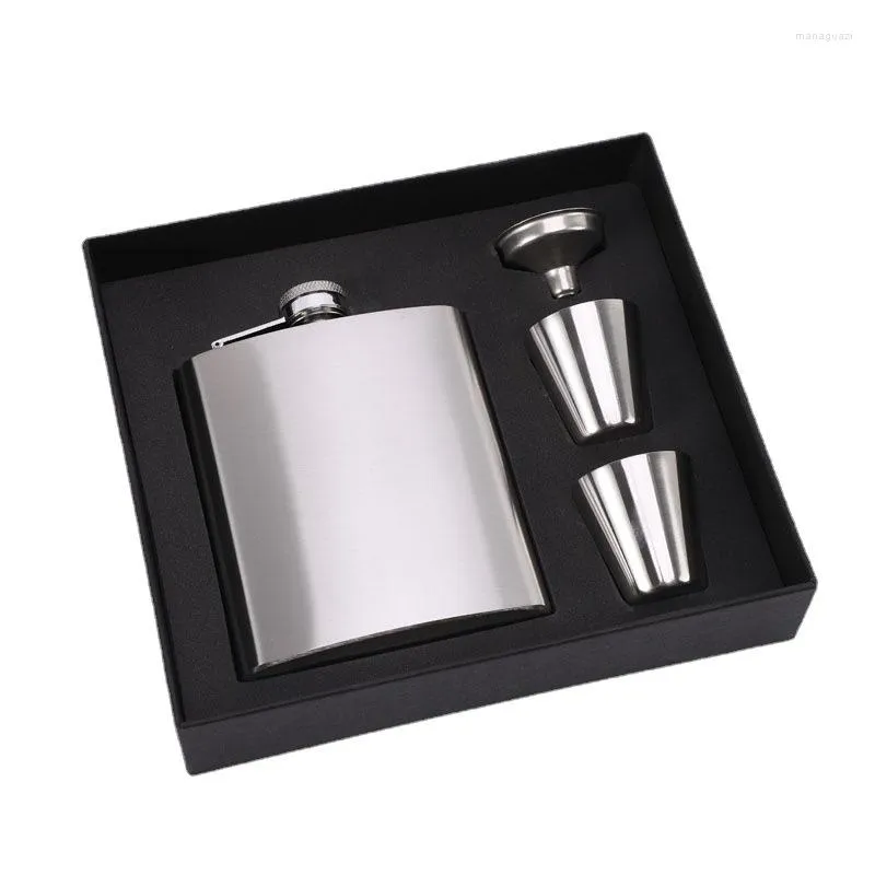 Hip Flasks 8oz Portable Wine Pot Flask Set With Cup For Whiskey Vodka Alcohol Outdoor Gift Box Drinking Bottle Tools