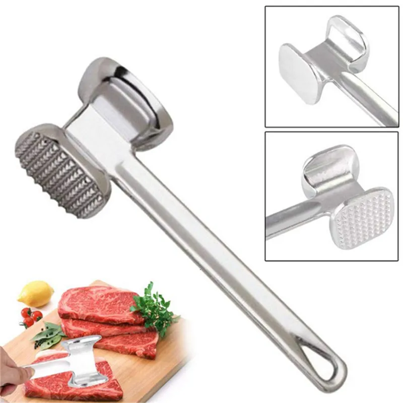 Utensili per pollame a base di carne Lega di alluminio Acciaio inossidabile Doppi lati Knock Inteneritori Martello Maiale Bistecca di manzo Cucina sfusa 230726