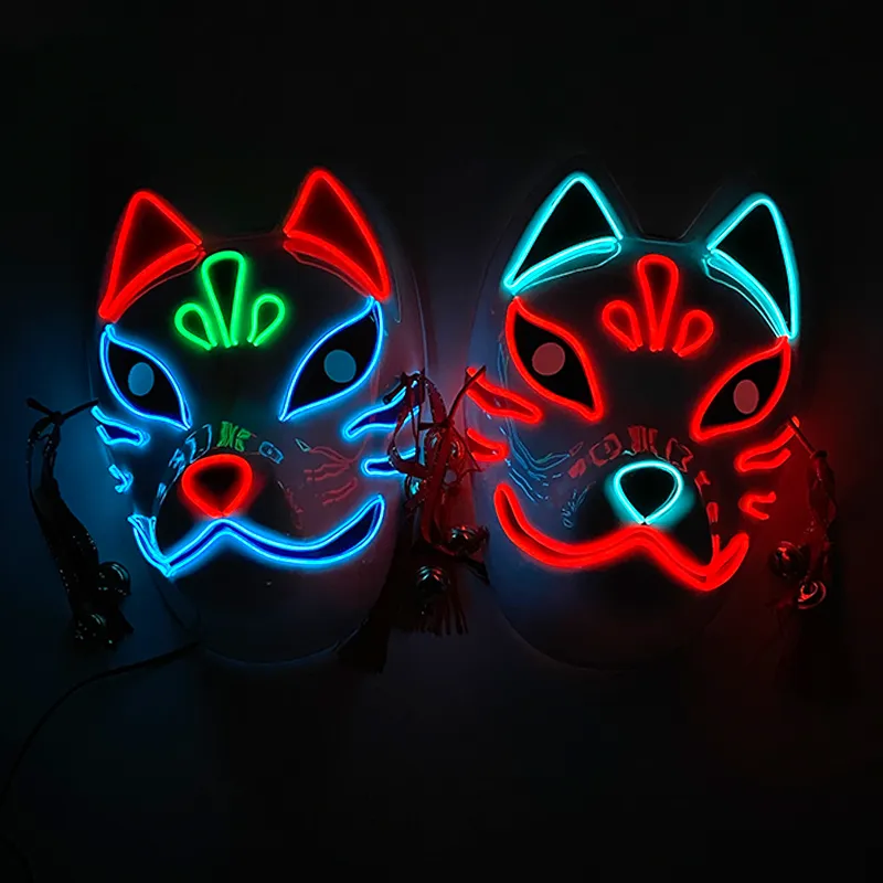 LED Light Up Fox Party Masks Light Halloween Cosplay Costume Props For Dance DJ Party Decoration FY9697 JY26