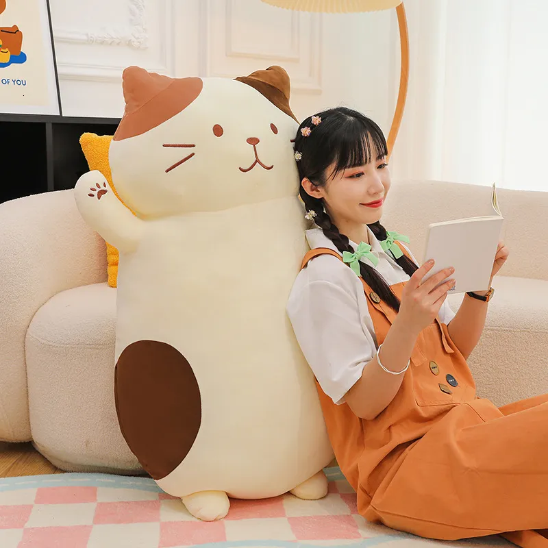 Plush Pillows Cushions Arrive 45cm Cute Soft Long Cat Boyfriend Plush Toys Stuffed Pause Office Nap Sleep Pillow Cushion Gift Doll for Kids Girls 230726