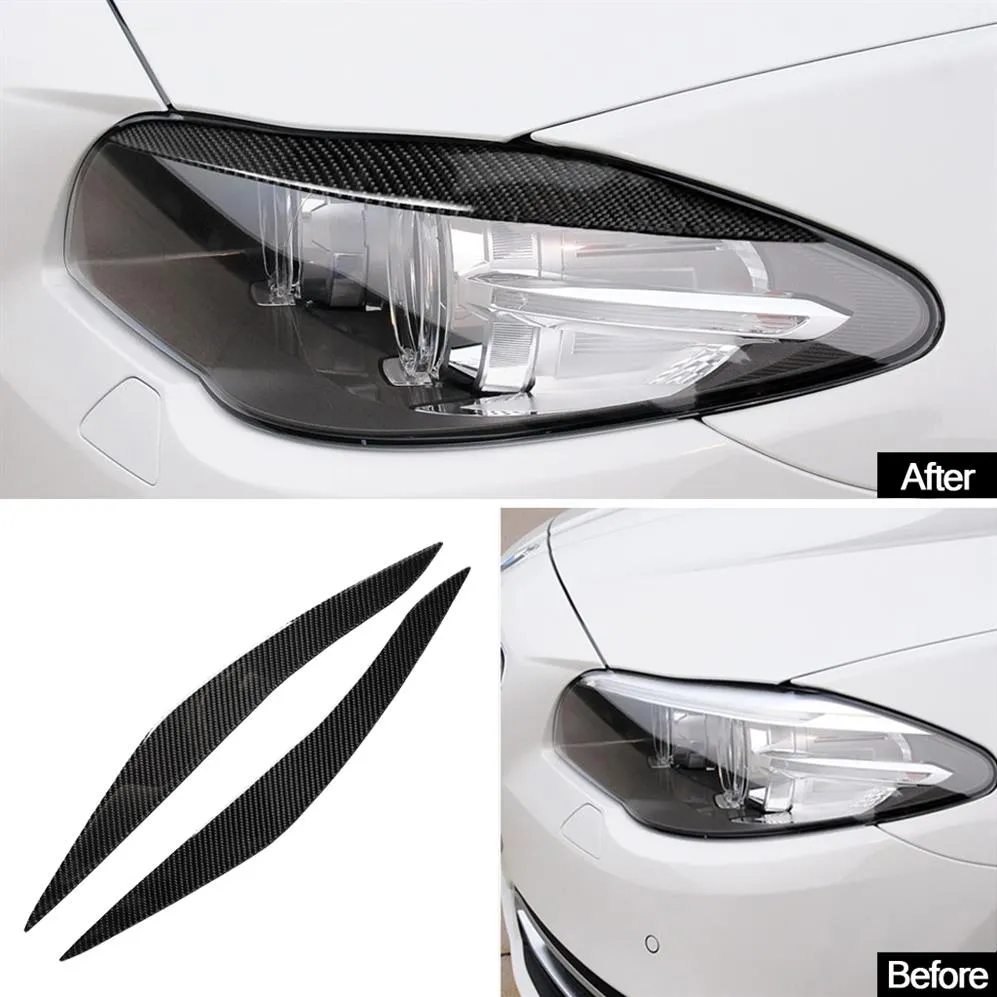 Fari in vera fibra di carbonio Sopracciglia Palpebre per BMW F10 Serie 5 2011-17 Front Head Light Lampada Sopracciglia Trim Cover Accessori318l