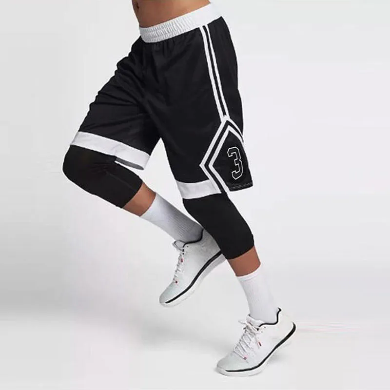 Basketball Shorts + 3/4 Tights Sets Clothes Sport Gym Short For Men Male Soccer Exercise Running Fitness Jersey Uniforms 17223