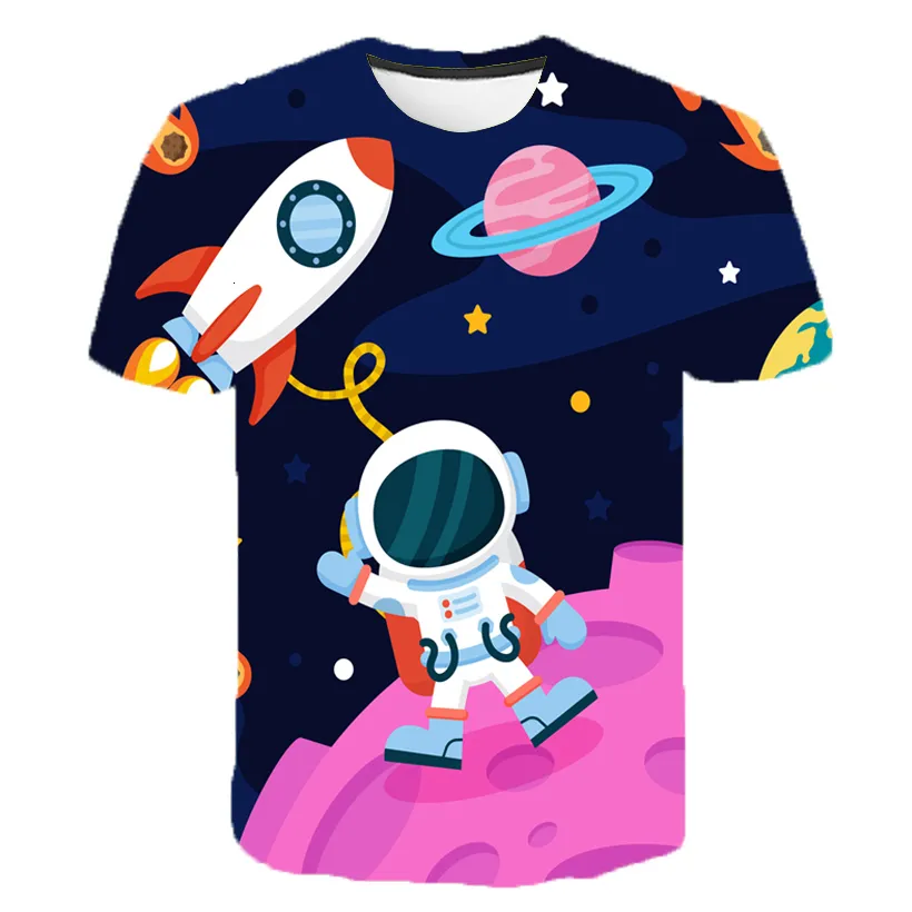 T-Shirts Universum Astronaut 3D T-Shirt Männer Frauen Kind Sommer Kurzarm Space Galaxy T-Shirt Casual Moon Tee Cool Boy Girl Kinder Tops 230725
