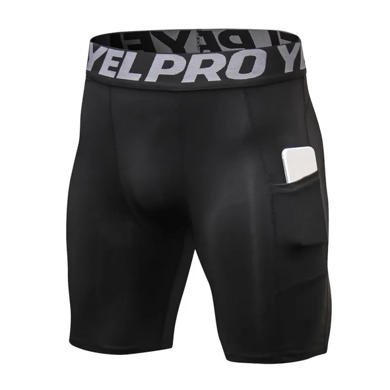 Short de fitness professionnel pour hommes avec poches Sports Running Training Short moulant élastique à séchage rapide