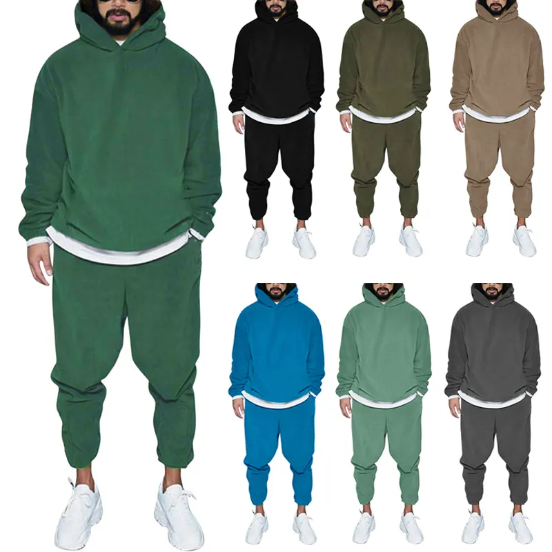 Survêtements pour hommes Survêtement Jogger Sportswear Casual Sweatershirts Pantalons de survêtement Streetwear Pullover Solid Color Fleece Hoodies Sports Suit 230725