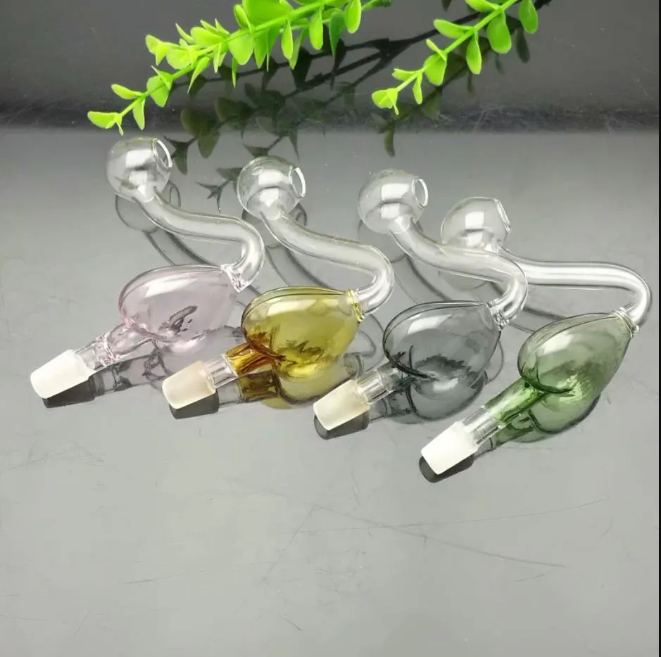 Glass Pipes Smoking blown hookah Manufacture Hand-blown bongs 10mm Large Colored Peach Heart Glass Pot