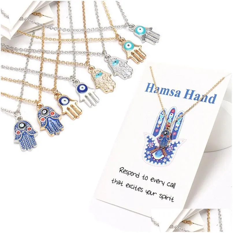 Colar de Designer Feminino Artes e Artesanato Sier Corrente Banhada a Ouro Clássico Olho Maligno Hamsa Hand Charms Pingente Jóias Presente Drop Delivery Dhs4O