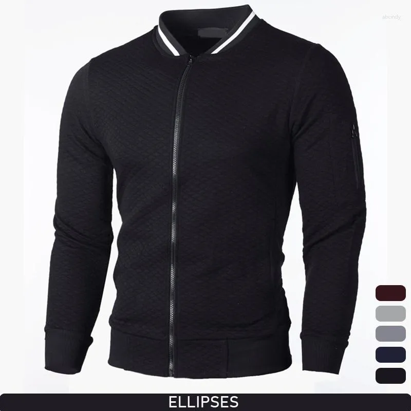 Felpe con cappuccio da uomo Ellipses 2023 Felpe scozzesi da uomo di marca Zipper Men Stand Collar For Male Casual Man Sweatshirt