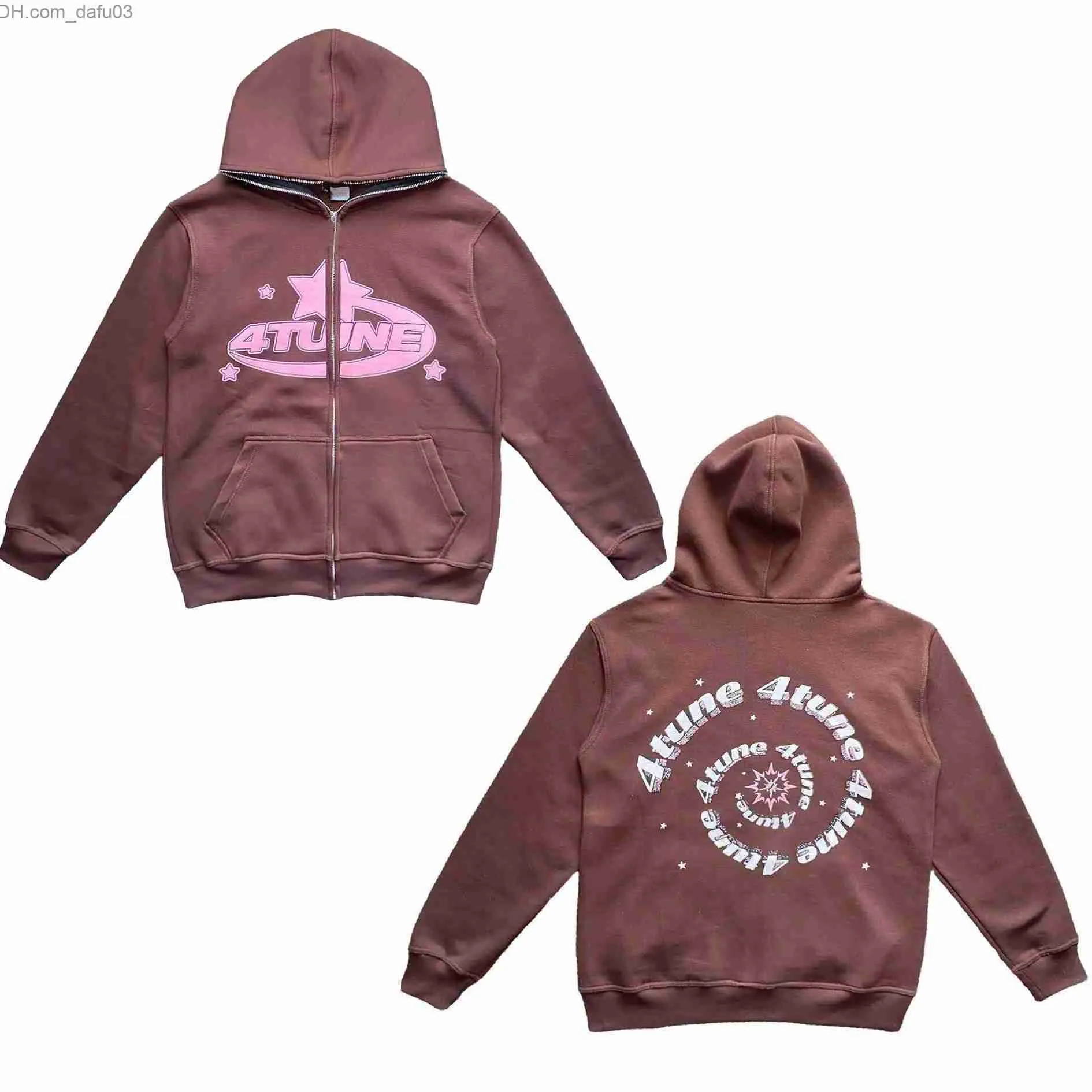 Reflective Stripe Y2K Graphic Zip Up Hoodie With Letter 4 Tune 