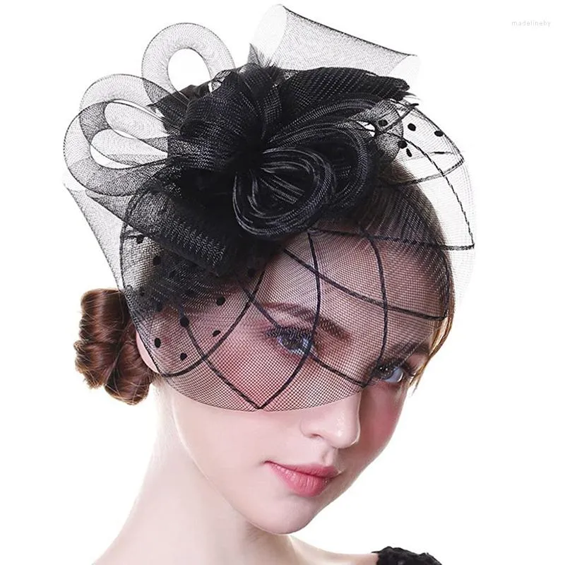 Pinces à cheveux Vintage femmes fleur Fascinator chapeau dames accessoires fête de mariage Floral maille voile bandeau épingle à cheveux