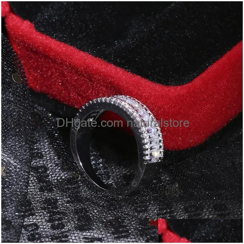 Cluster Rings Fl Square Diamond Ring Engagement For Women Fashion Jewelry 080513 Drop Delivery Dhadf