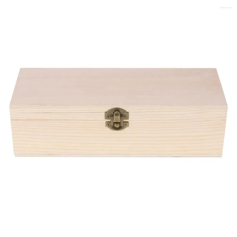 Jewelry Pouches Unfinished Rectangle Unpainted Wooden Box Storage Chest Treasure Case For DIY