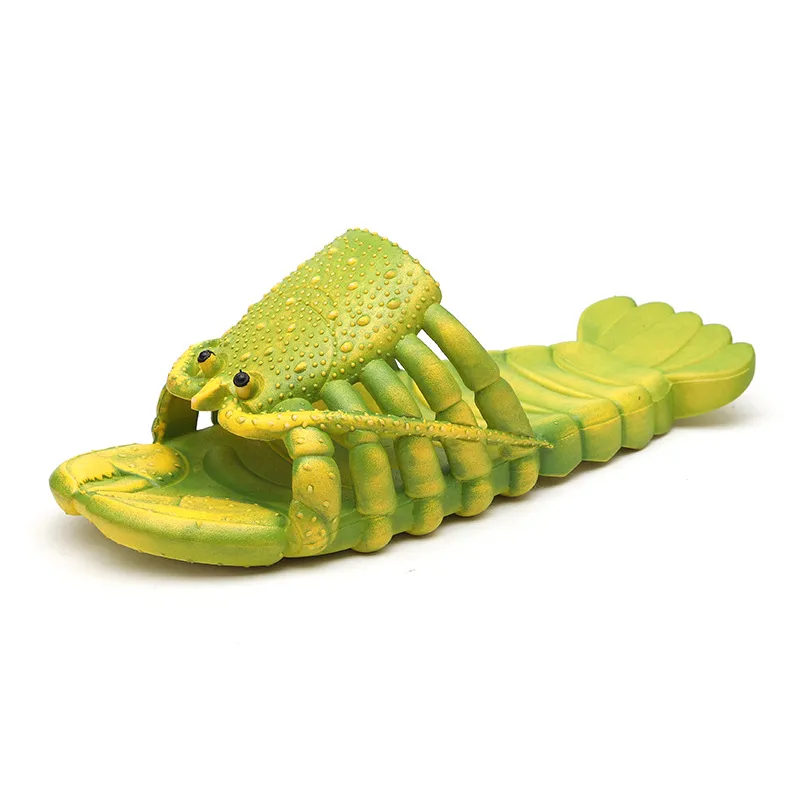 Sommarpar Sandaler Parent-Child Cartoon Red Green Lobster Slippers Roliga Crayfish Beach Shoes For Men Women Slides Orange 2023