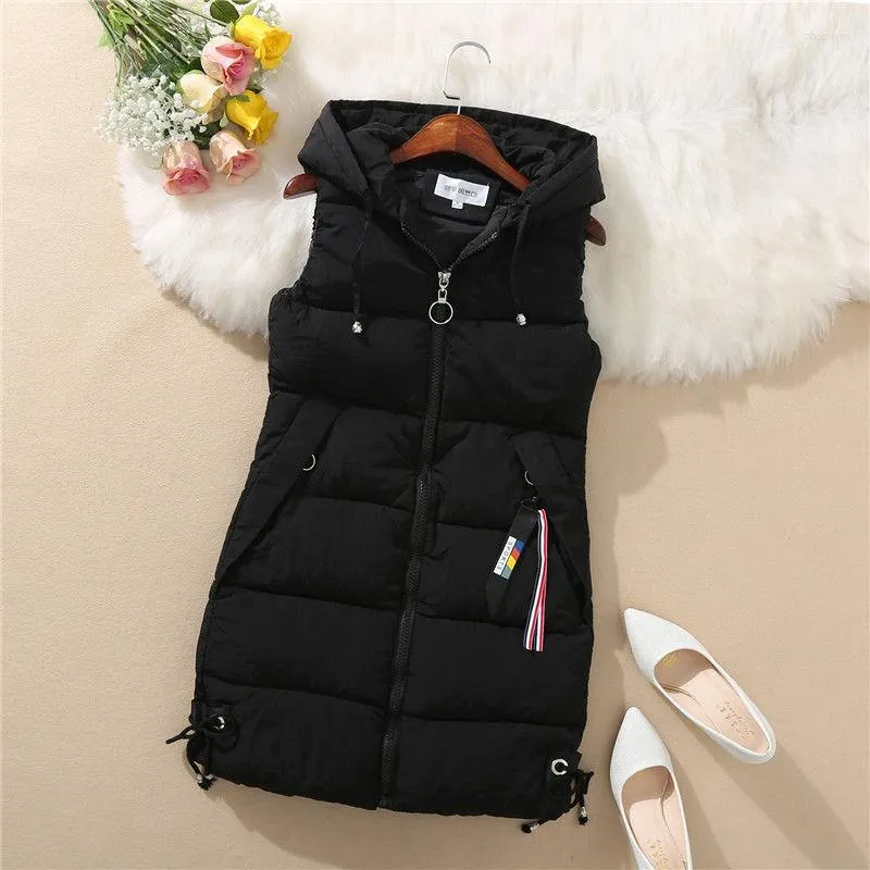 Gilets pour femmes veste d'hiver gilet à capuche sans manches manteau Cardigan vêtements d'extérieur chauds mode coréenne Slim Fit hauts