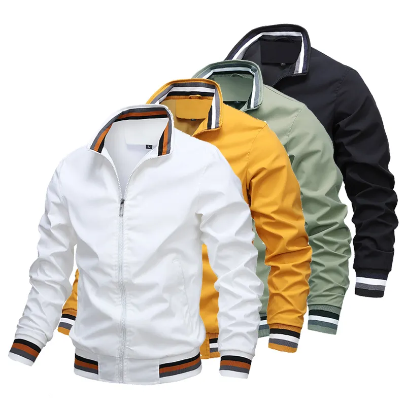 Mensjackor Windbreaker Jacket White Casual Fashion Men Outdoor Waterproof Sports Coat Spring Summer Bomber Jacketkläder 230726