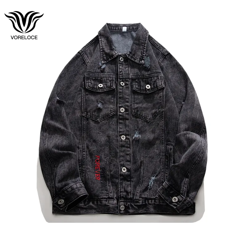 Hommes Vestes Automne Denim Veste Casual Vintage Top Perforé Polo Jean veste Fashion Street Shirt 230726