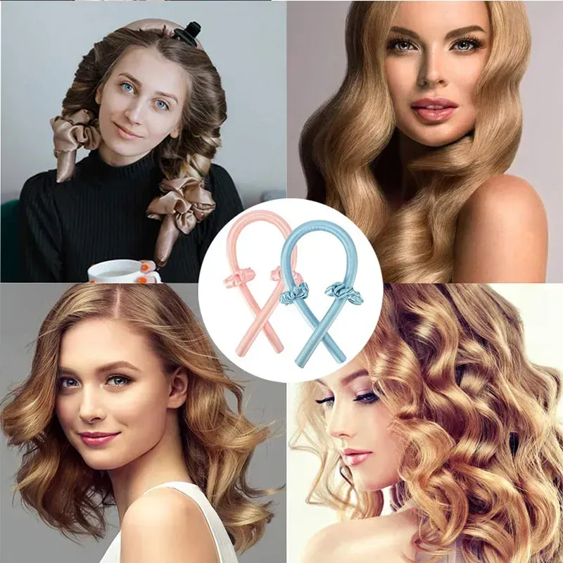 Ny fest favorit No Heat Magic Hair Curlers 2st Satin Scrunchie Heatless Curling Rod For Long Hair Upgraded Magic Rollers