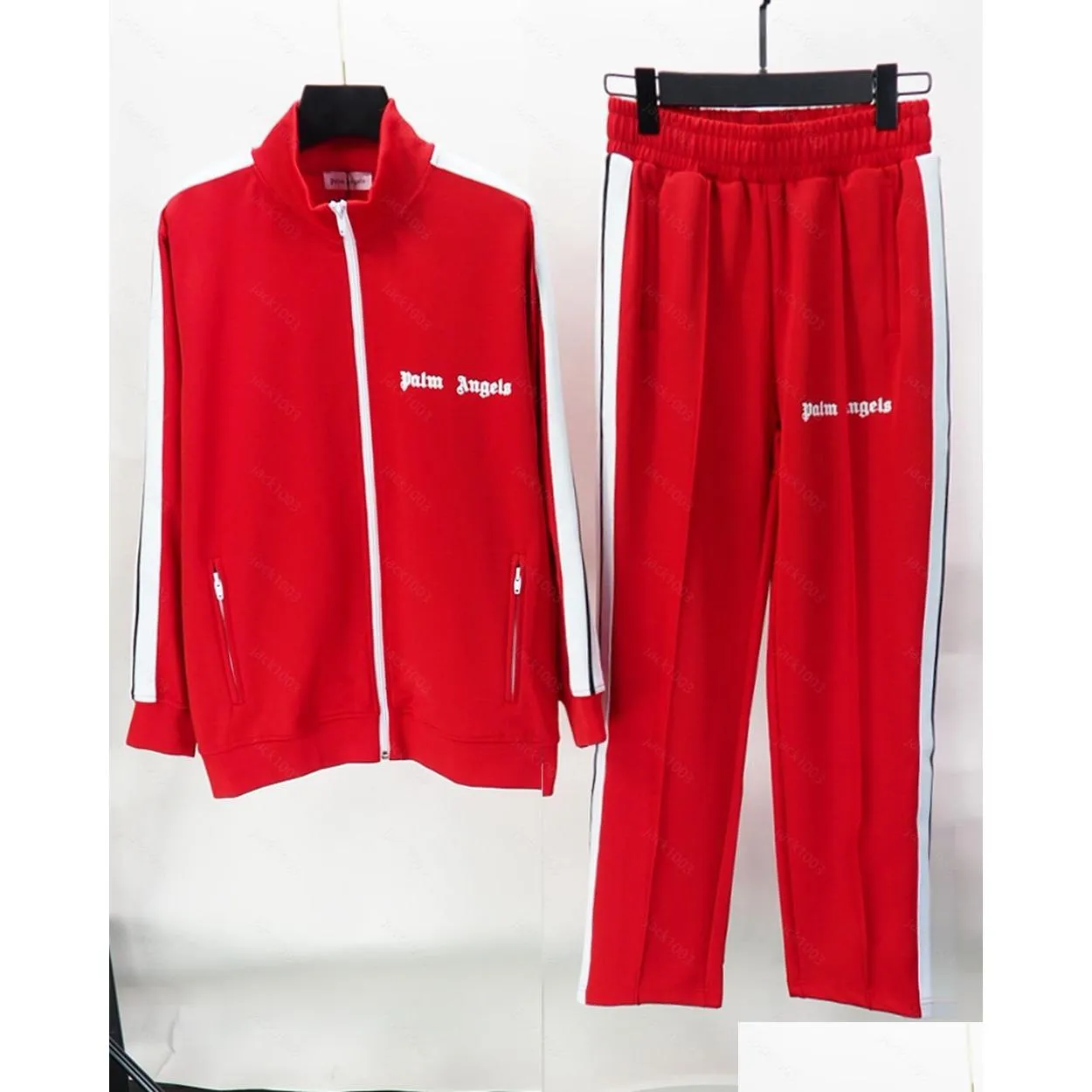 Tute da uomo Palms Angels Giacca da uomo e da donna in cotone a maniche lunghe Set sportivo Tute casual da donna per uomo Dh3vq