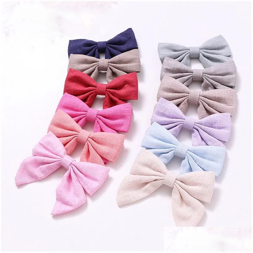 Hair Pins Europe America Girls Hairpin Headdress Children Cotton And Linen Cloth Llowtail Butterfly Hairpins Monochrome Drop Delivery Dhibb