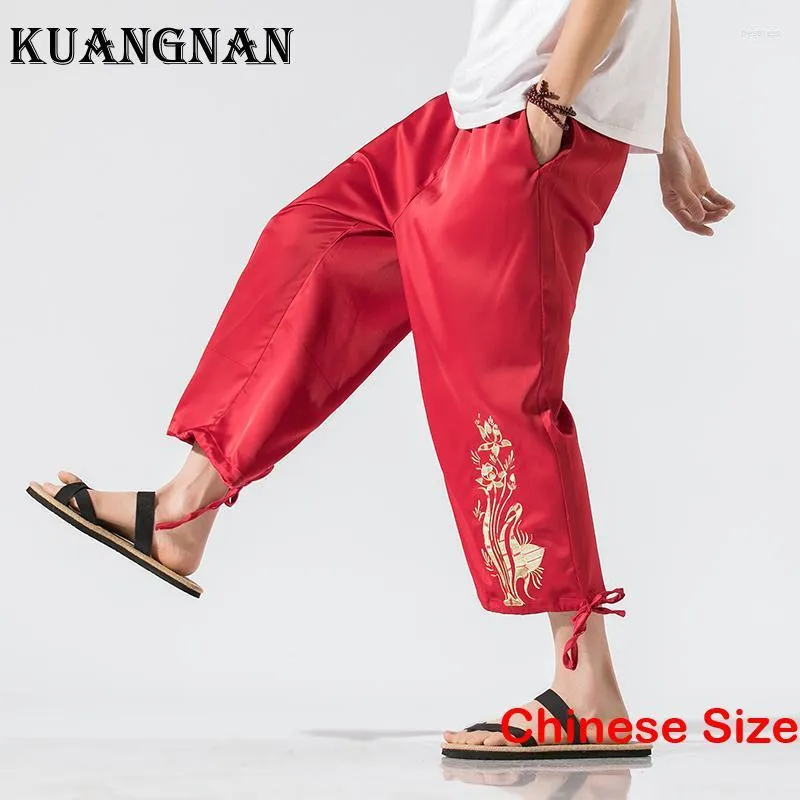 Męskie spodnie Kuangnan haft haftowa japońska moda dla mężczyzn spodnie męskie wyprzedaż męska odzież 5 dni 5xl 2023