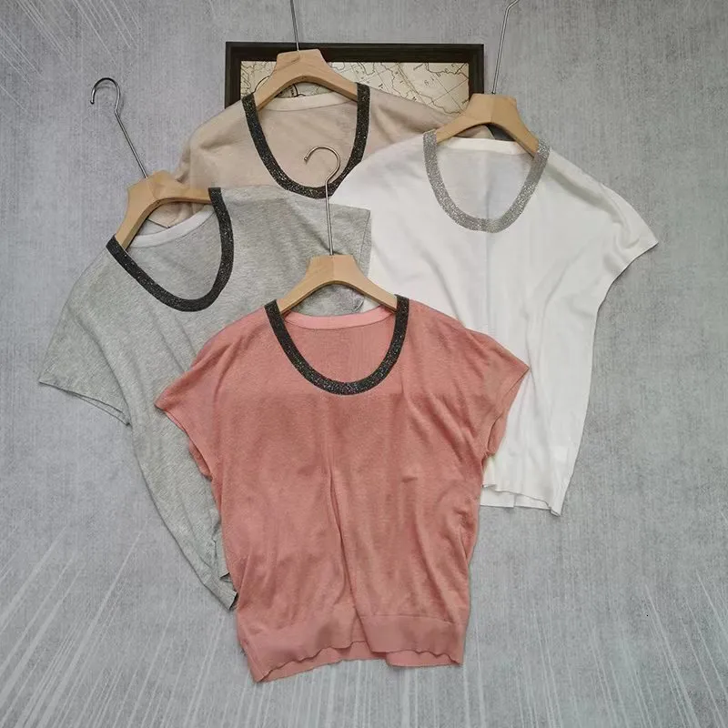 Tricots pour femmes T-shirts Naizaiga 40 lin 30 soie lcyocell Oneck coupe ample rouge blanc gris abricot femmes pulls pull Tshirt QWX285 230725