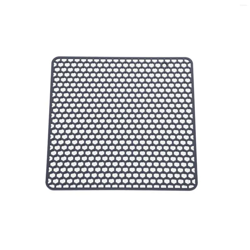 Bordmattor Kök Grid Dish Torkning Mjuk silikon Solid värmebeständig honungskaka Design Placemat Liner Hem Rollerbara diskbänk Mattor Bord