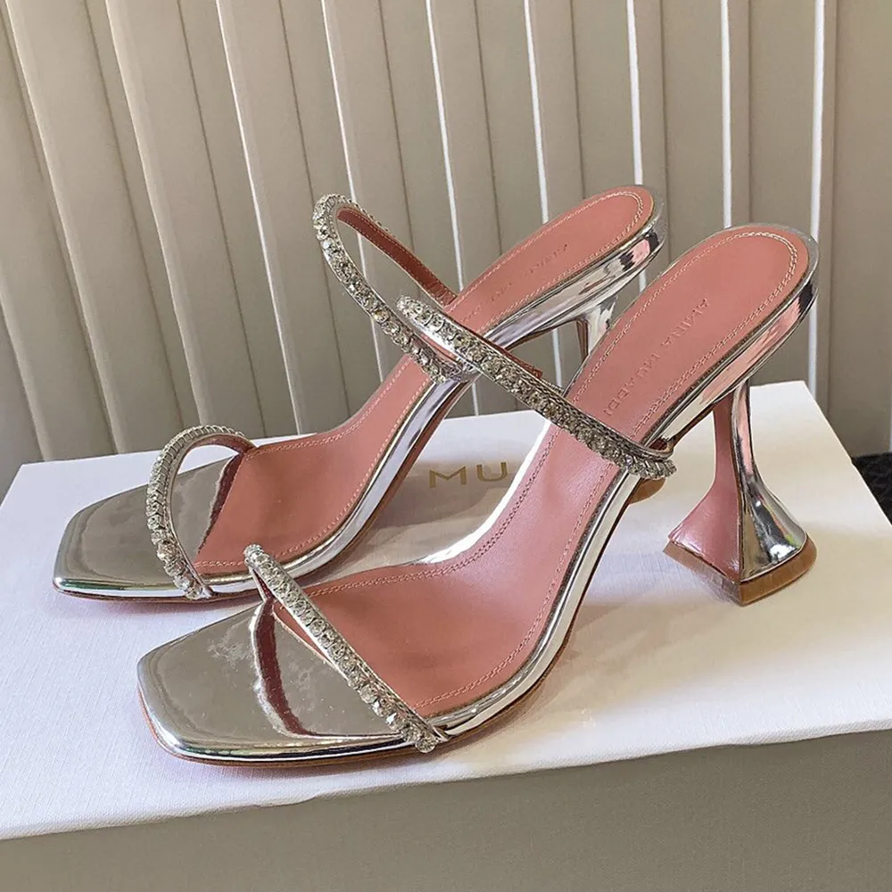 Silver box heel shoes hot sale