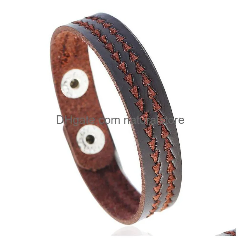 Bracelets porte-bonheur Broder Flèche Bracelet Simple Noir Marron En Cuir Femmes Hommes Mode Bijoux Will And Sandy Drop Delivery Dhyti