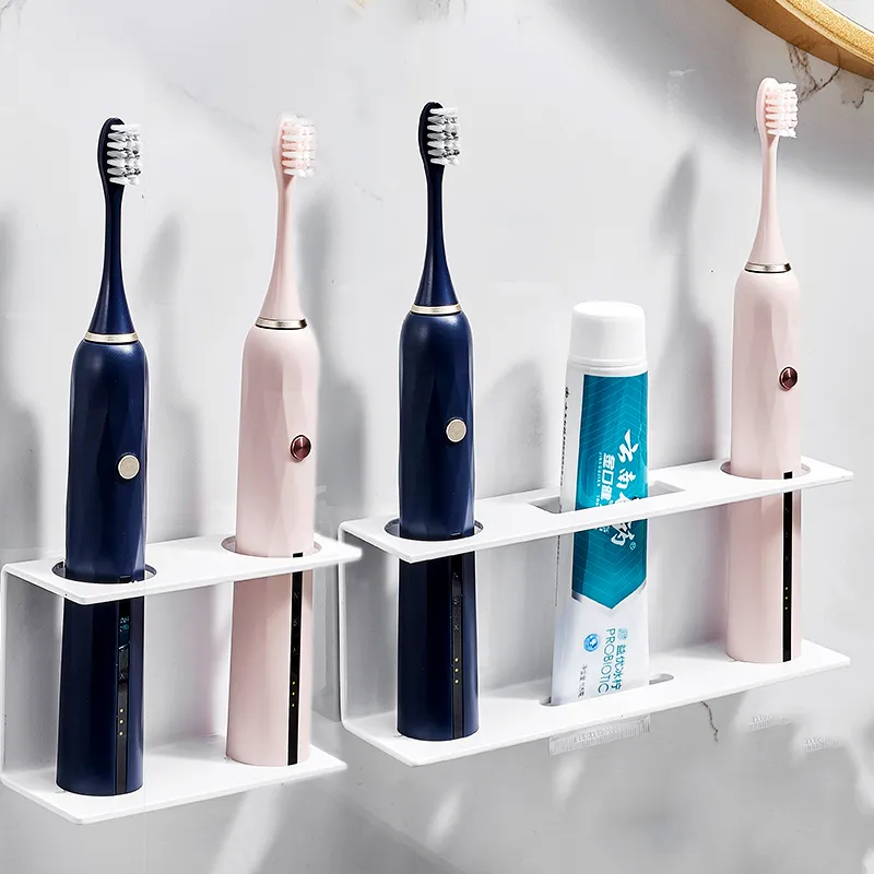 Support Mural Brosse à Dents Gris – Distributeur Automatique Dentifrice Double + 5 Emplacements Brosse + 4 Tasses Magnétiques – Sans Perçage