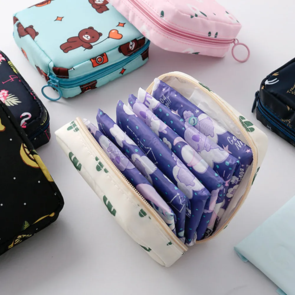 Cosmetische Tassen Gevallen Vrouwen Draagbare Maandverband Opbergtas Tampon Pouch Servet Organizer Dames Make-Up Meisjes Hygiëne Pad 230725