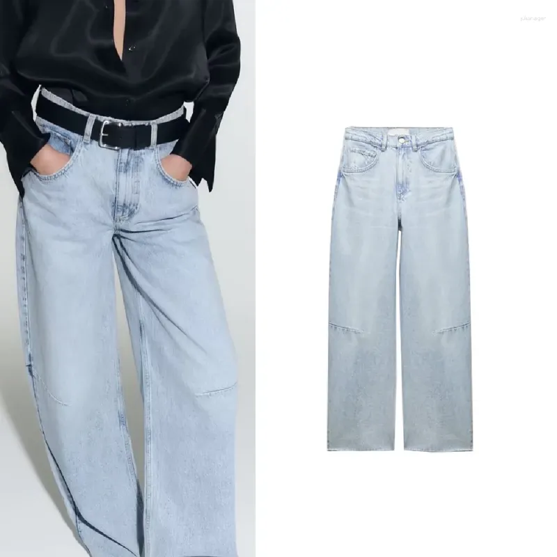 Jeans femme COS LRIS européen et américain 2023 pantalon large taille haute Slim plissés cousus version ballon décoré 6186044