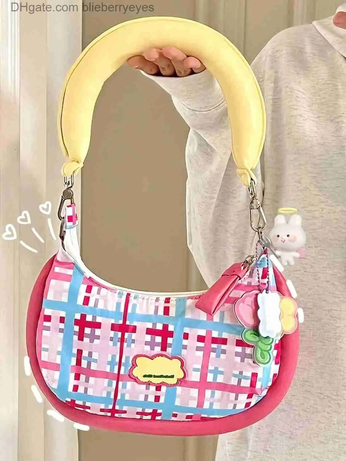 Underarmsäck kvinnor väska sommar dopamin pack donut flicka söt väska rosa väska hög kvalitet axelväska mode handväska pendlare crossbody väska blixtlås väska blieberryeyes