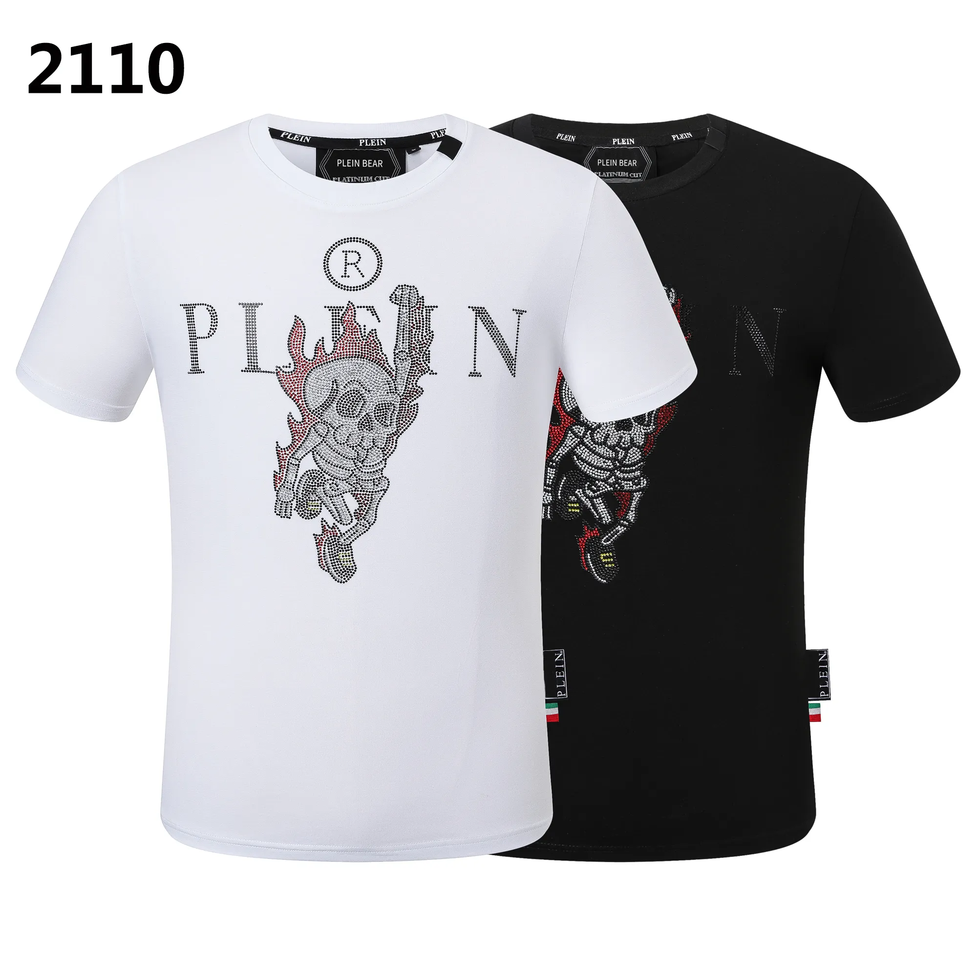 PLEIN BEAR T-SHIRT Hommes Designer T-shirts Marque Vêtements Strass PP Crânes Hommes T-SHIRT COL ROND SS SKULL Hip Hop Tshirt Top Tees 16521