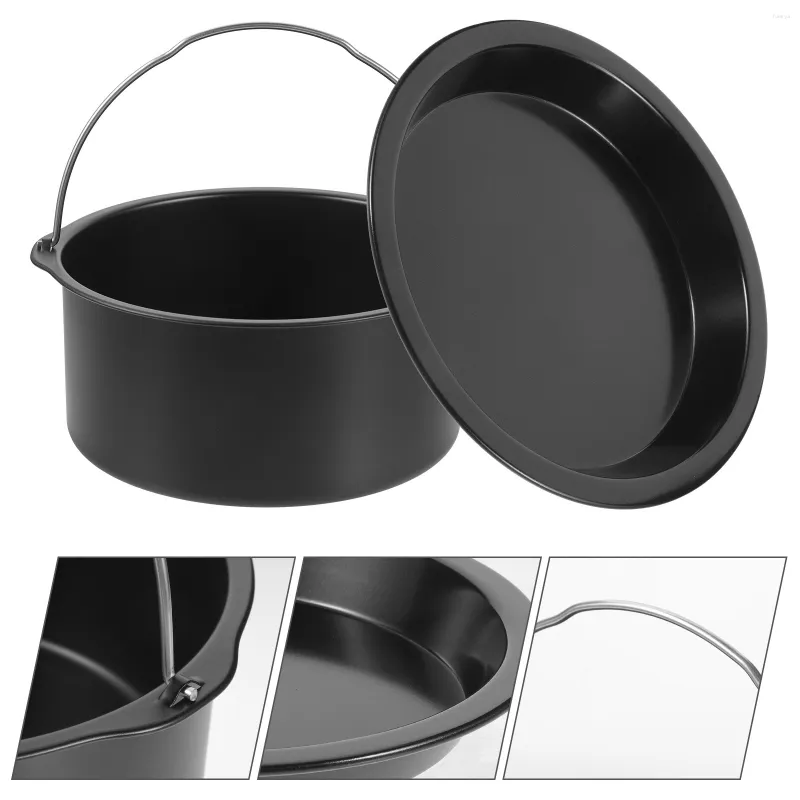 Sacs de rangement Coussinet en silicone Plateau rond Friteuse à air Cuisson Gâteau Plat de cuisson Acier au carbone Casseroles réutilisables