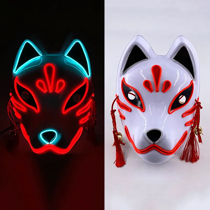 LED Light Up Fox Party Masks Light Halloween Cosplay Costume Props For Dance DJ Party Decoration FY9697 JY26
