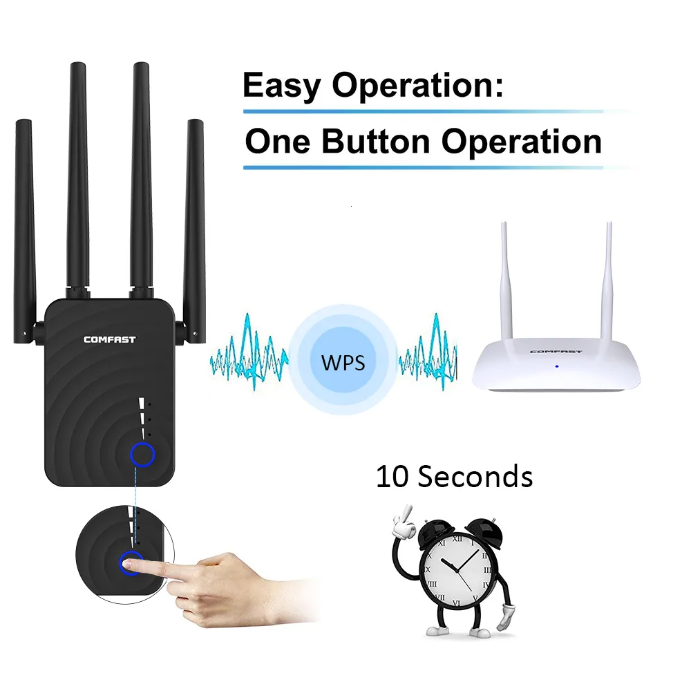 Routers Long Range Extender 802.11ac Wireless WiFi Repeater Wi Fi Booster  2.4G/5Ghz Wi Fi Amplifier 300~2100 M Wifi Router Access Point 230725 From  Zhong04, $22.05