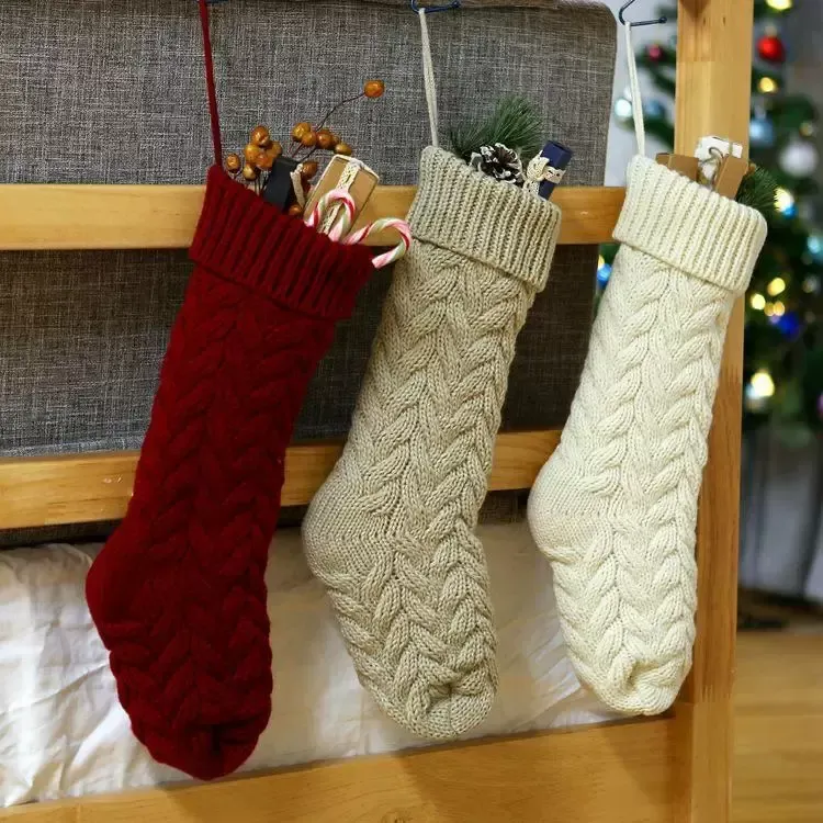UPS personnalisé de haute qualité tricot de Noël bas cadeau sacs tricot décorations de Noël bas de Noël grandes chaussettes décoratives 7.26