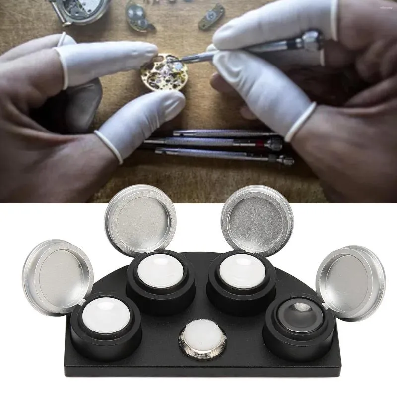 Kits de réparation de montres 4 support de tasse d'huile de plat pour les supports de graisse d'horlogers accessoire de réparation argent A