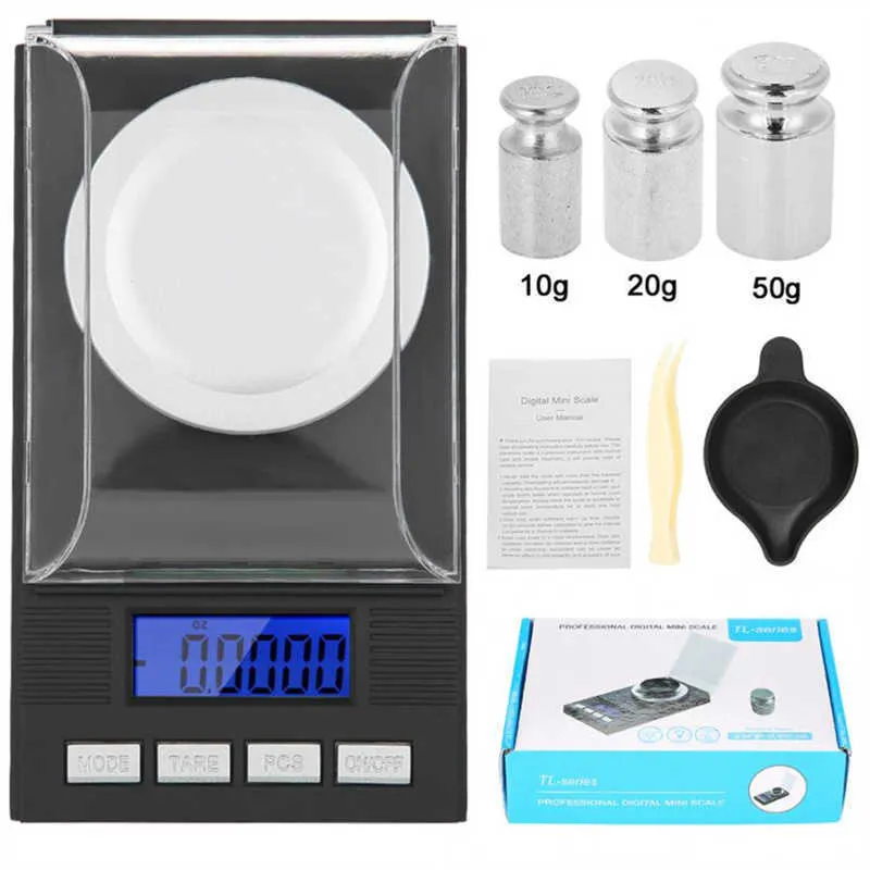 Bilance per uso domestico Bilance per gioielli di precisione da 0,001 g Gemma di pesatura digitale Bilancia elettronica con diamanti Peso da laboratorio portatile Bilancia milligrammo 100 g / 50 g / 20 g x0726 x0724 x0719