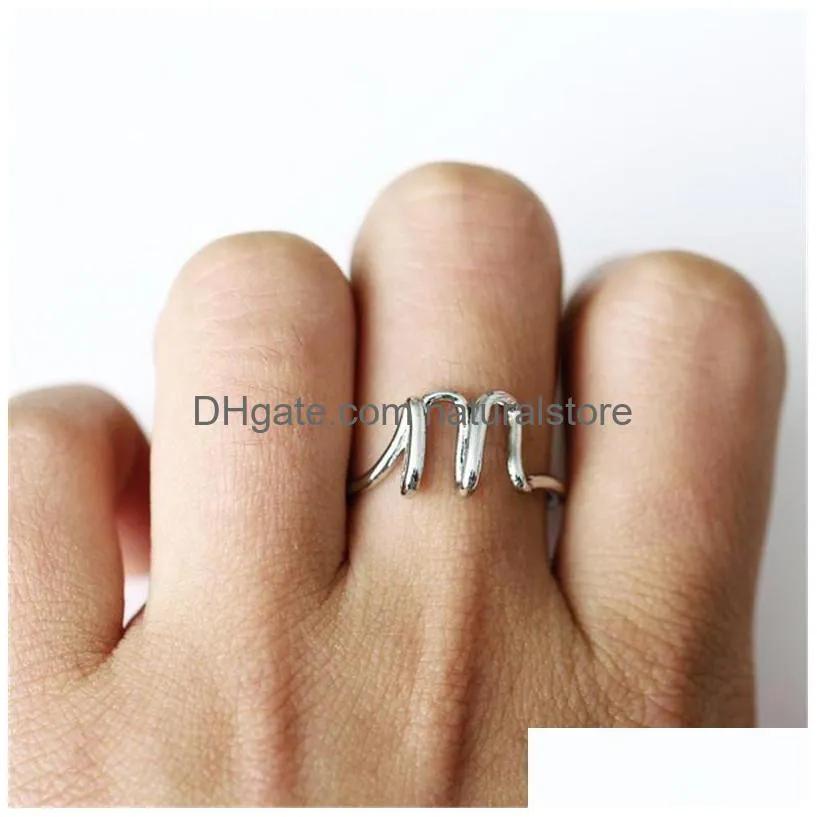 Band Rings 26 A-Z English Initital Ring Sier Gold Letter Women Fashion Jewelry Gift Will And Sandy Drop Delivery Dhno1