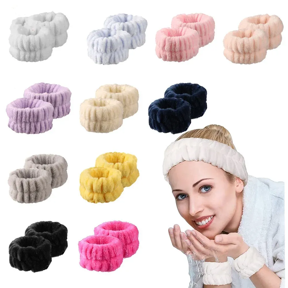 Faixa de pulso para lavar o rosto Faixa de cabelo Spa Washband Faixa de cabelo para esportes Microfibra Faixa de pulso para lavar as mãos Absorvente para as mãos Pulseiras à prova d'água ZZ