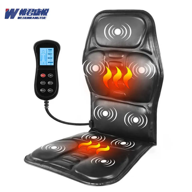 Masseur complet du corps Électrique 9 Moteur Portable Chauffage Vibrant Dos Masseur Chaise Dans Cussion Voiture Bureau À Domicile Lombaire Cou Matelas Soulagement De La Douleur Tapis L230523