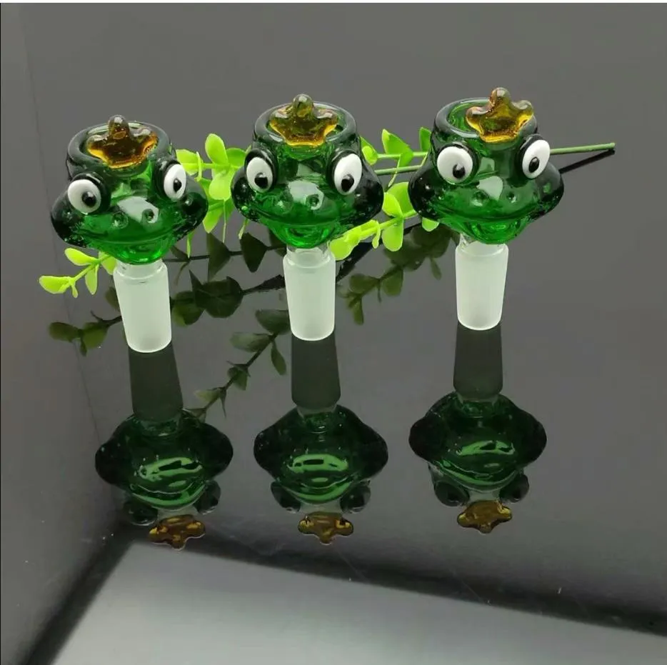 Tubi di vetro Fumo di narghilè soffiato Fabbricazione Bong soffiati a mano Green Frog Bubble Head