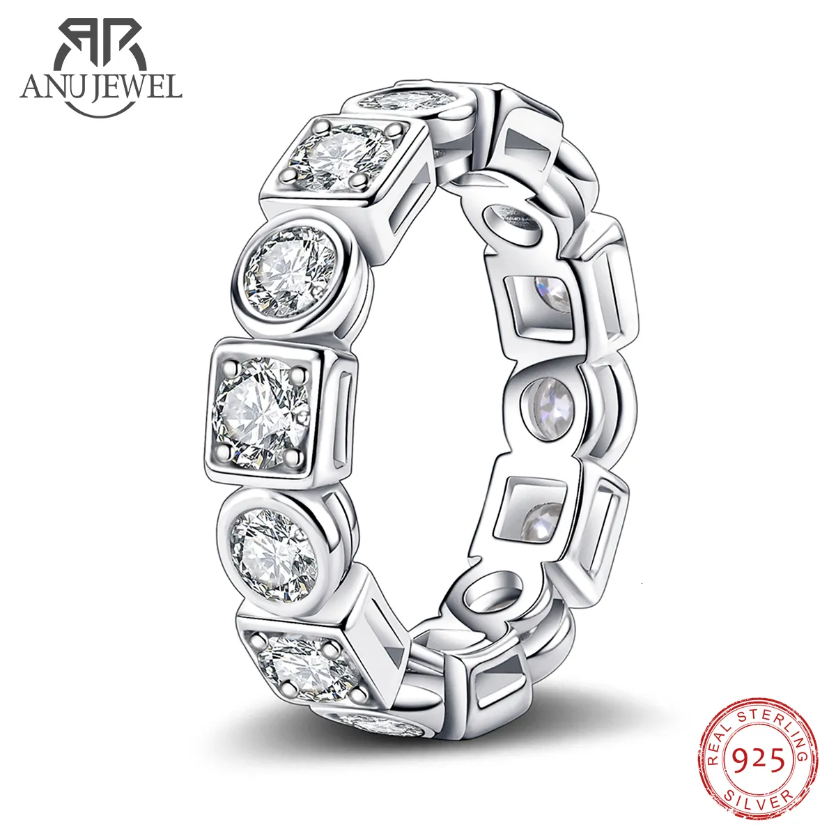 Обручальные кольца Anujewel 3,5 мм D Цветовая полоса Женщины Кольцо 925 Стерлинговое серебро для мужчин Индивидуальные ювелирные изделия 230726