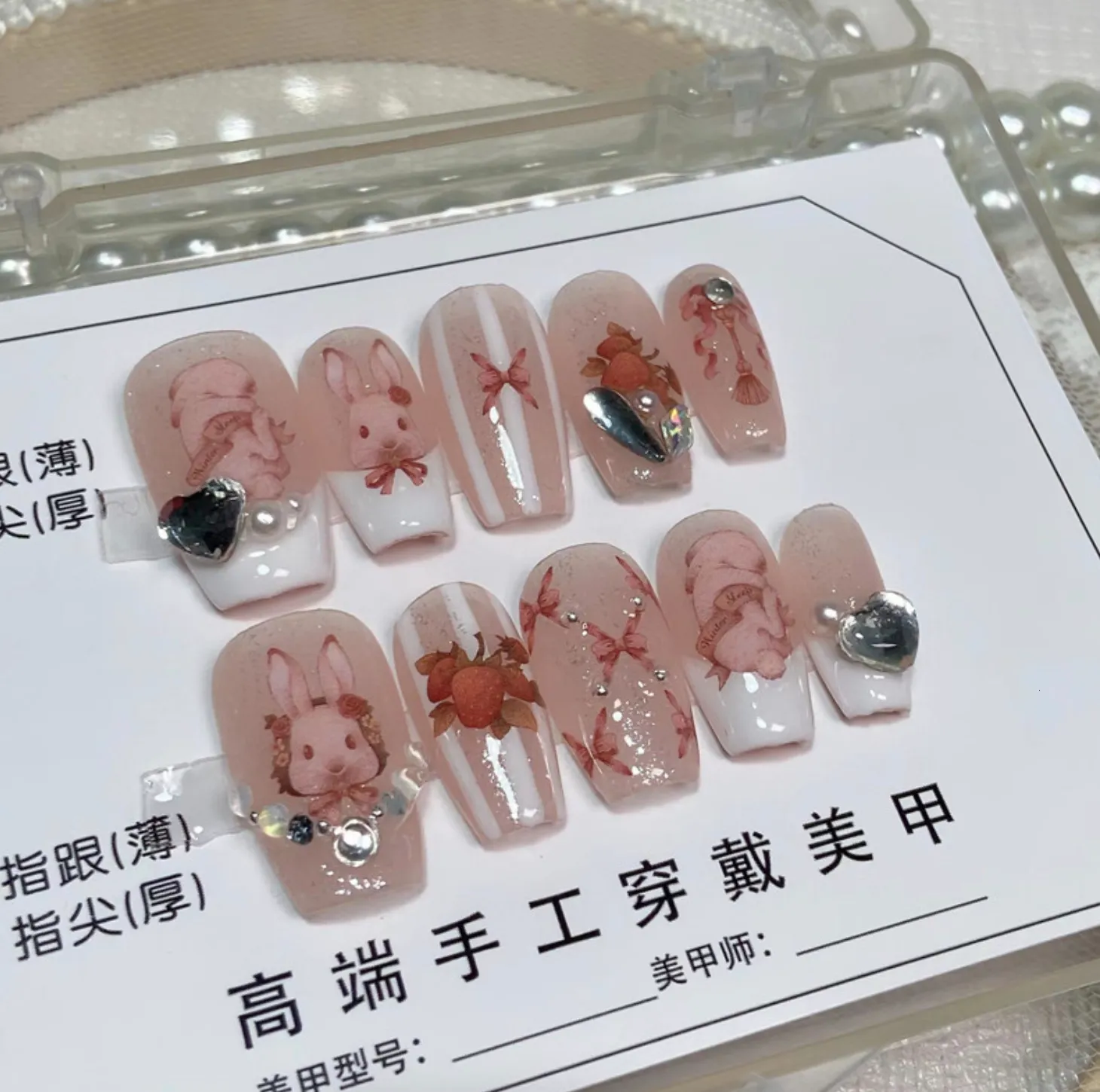 Faux Ongles Faits À La Main Portant Une Couverture Complète Art 3D s Gelée Rose Cristal Cercueil Faux Ongles Venalisa Avec Des Outils De Colle 10Tip Set 230626 230726