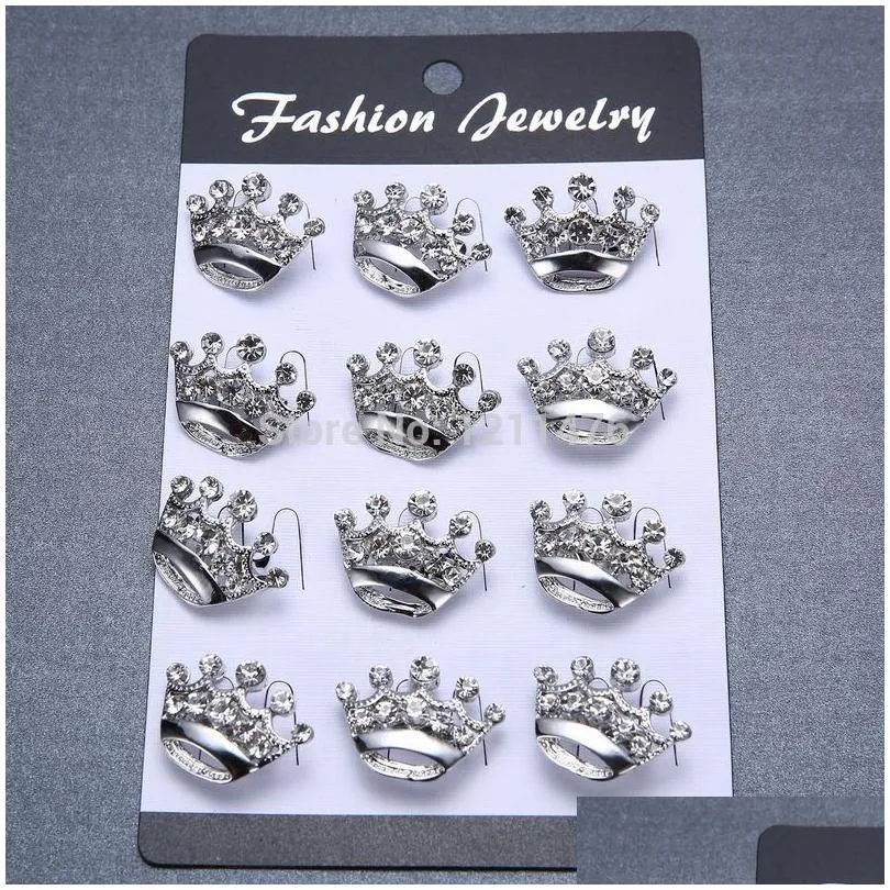 Kunsten En Ambachten Mode Mini Broche Pins Kroon Vorm Broches Voor Dame Legering 12 Stks/partij Fbr002 Drop Levering Thuis tuin Dh2Kn