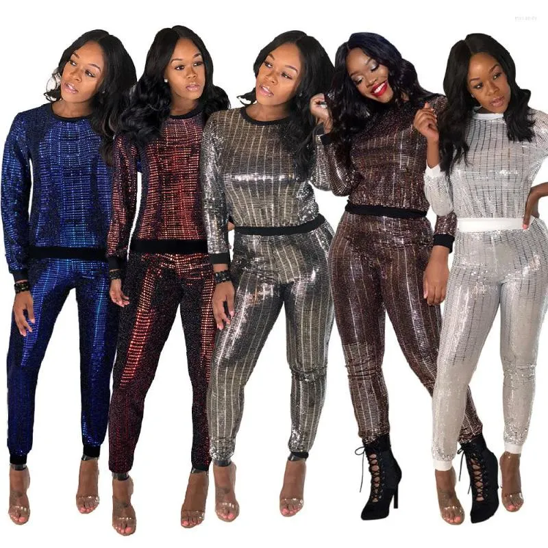 Sequin two piece pants set sales