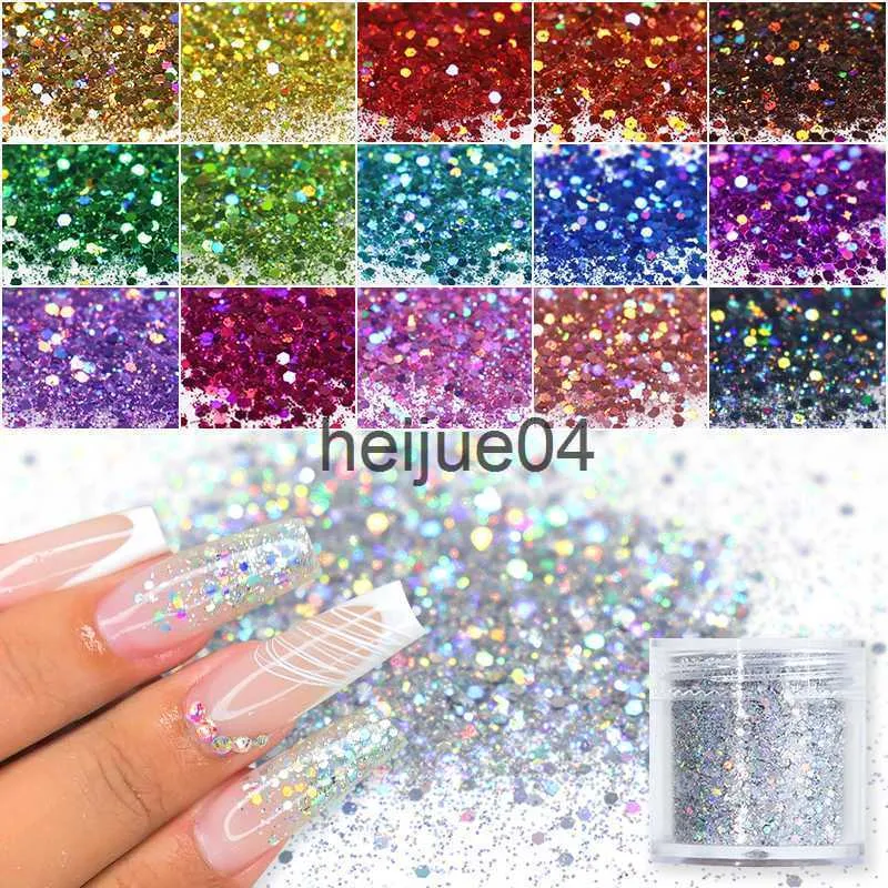 Holographic Nail Art Polos Glitter Laser Color Flakes Mixed Size Hexagon  Chunky Iridescent DIY Accessories For Manicure Decor X0725 From Heijue04,  $4.86